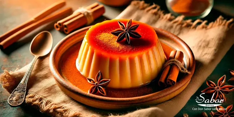 Fotografía de un flan de huevo especiado.